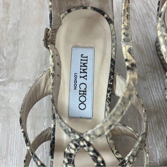 Jimmy Choo Snake Skin Low Heel Wedge Sandals Size 36 1/2 - Picture 7 of 11